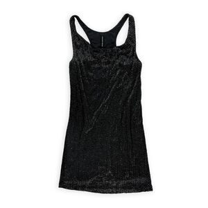 W118 Womens Crystal Beaded Tank Dress, Grey, NWT